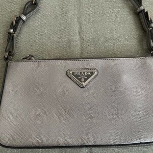 Prada Small Shoulder Strap Bag in Silver Leather